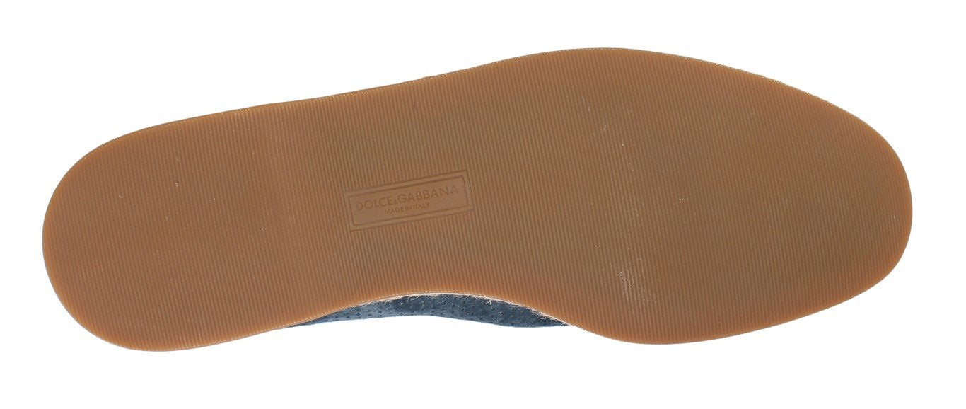 Blue Black Leather Breathable Loafers