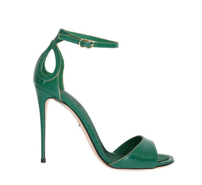 Green Gold Patent Leather Heels Pumps