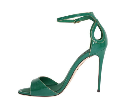 Green Gold Patent Leather Heels Pumps
