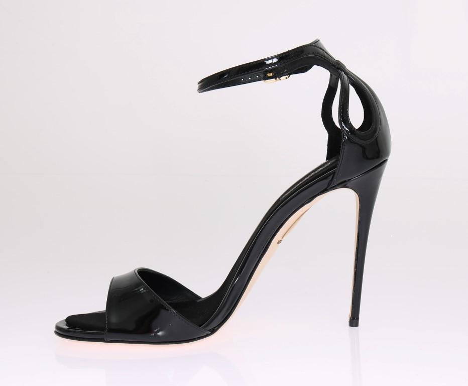 Black Patent Leather Satin Heels Pumps