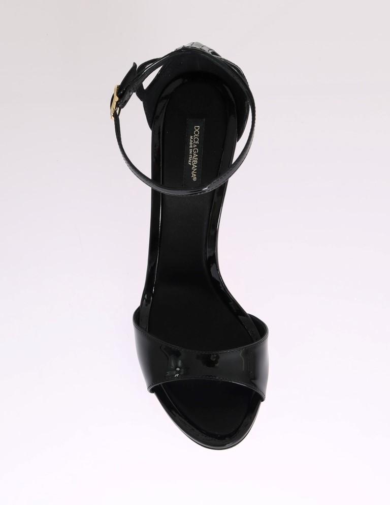 Black Patent Leather Satin Heels Pumps