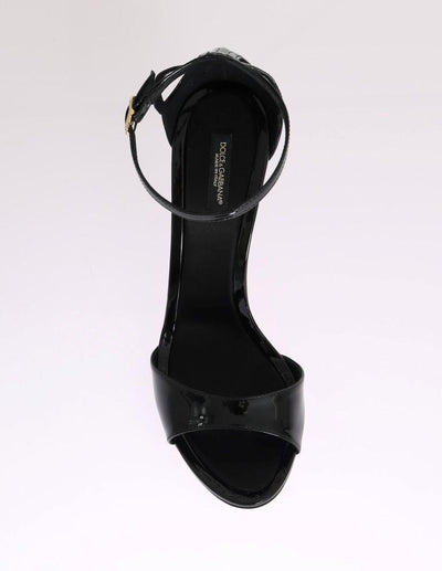Black Patent Leather Satin Heels Pumps