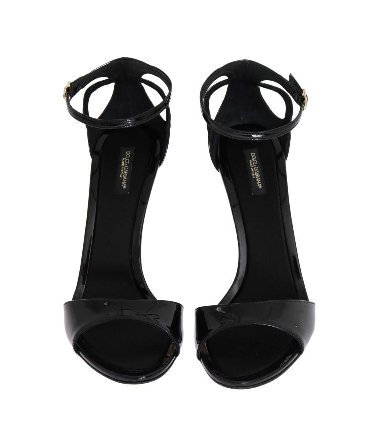 Black Patent Leather Satin Heels Pumps