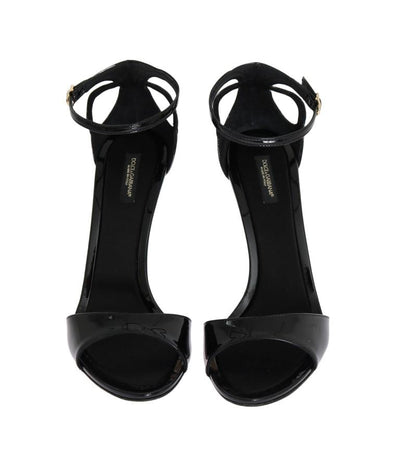Black Patent Leather Satin Heels Pumps