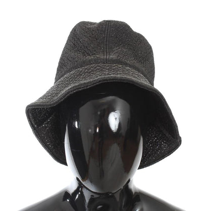 Black Patterned Rayon Wool Hat
