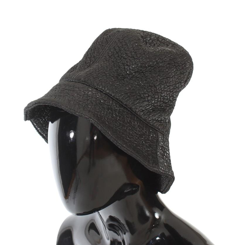 Black Patterned Rayon Wool Hat