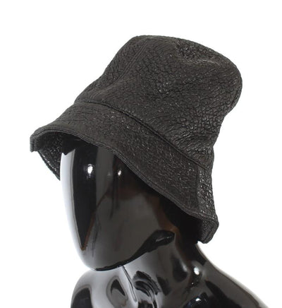 Black Patterned Rayon Wool Hat