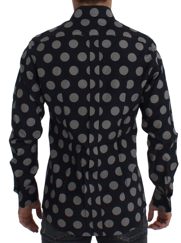 Blue Gray Polka Slim Fit GOLD Mens Shirt