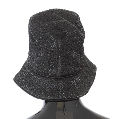 Black Patterned Rayon Wool Hat