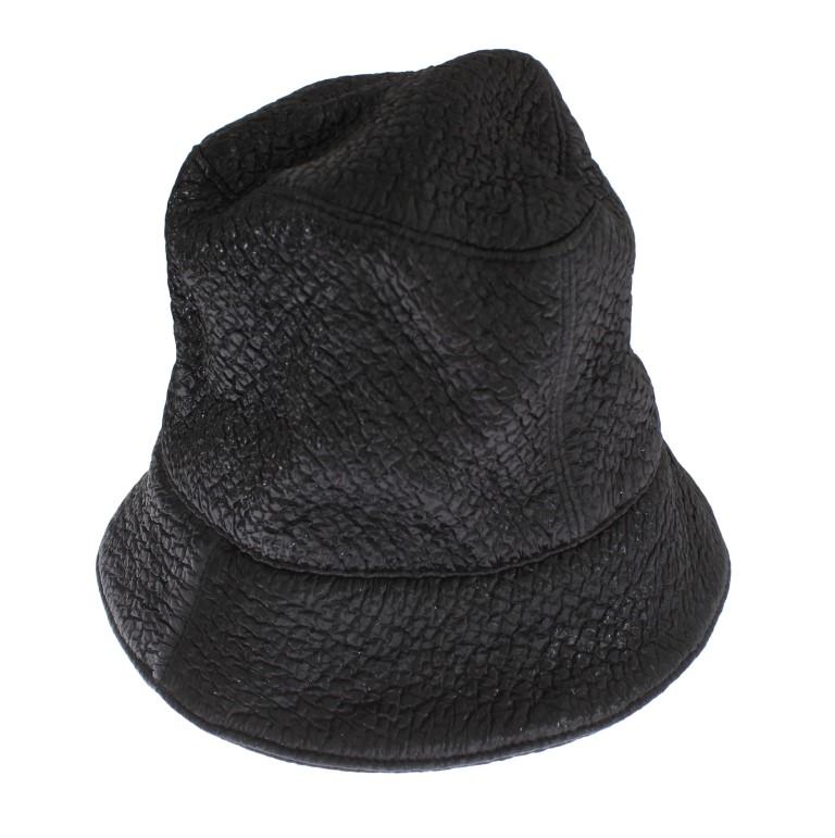 Black Patterned Rayon Wool Hat