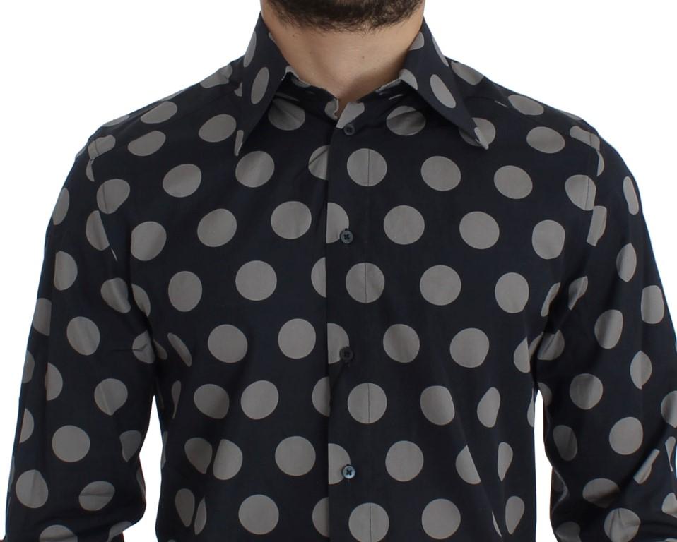 Blue Gray Polka Slim Fit GOLD Mens Shirt