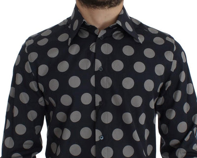 Blue Gray Polka Slim Fit GOLD Mens Shirt