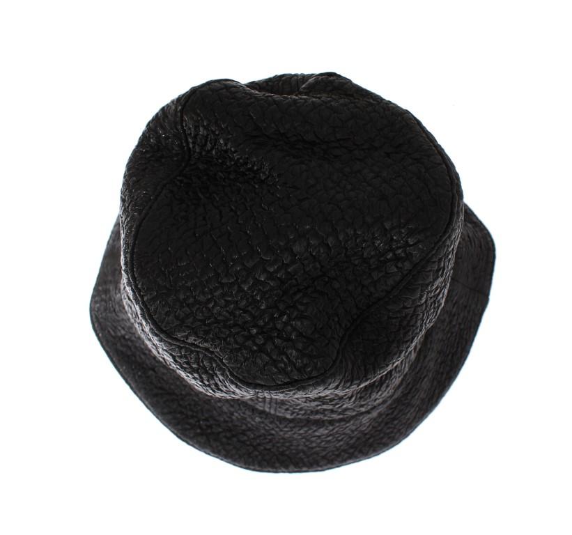 Black Patterned Rayon Wool Hat