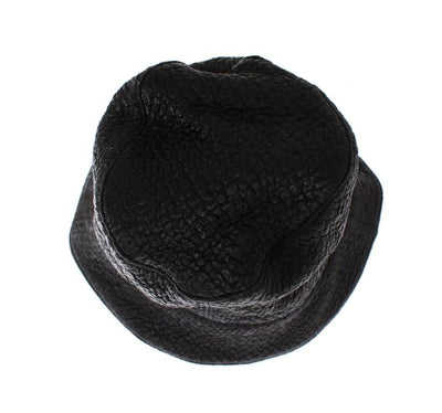 Black Patterned Rayon Wool Hat