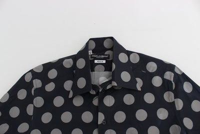 Blue Gray Polka Slim Fit GOLD Mens Shirt