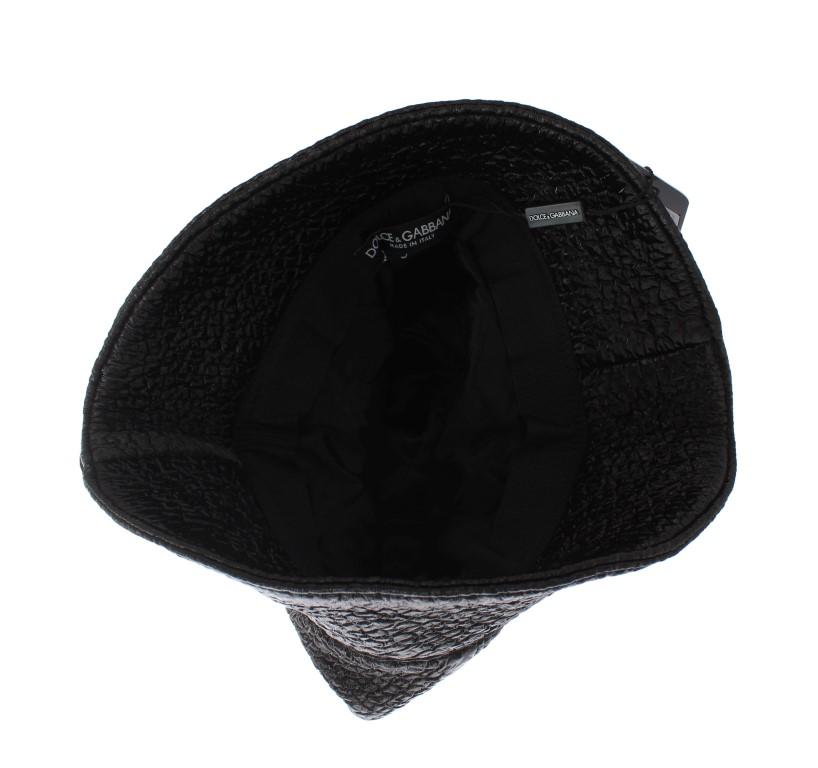 Black Patterned Rayon Wool Hat