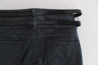 Blue Cotton Blend Slim Fit High Waist Jeans