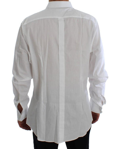 White Cotton Slim GOLD Tuxedo Smoking Shirt