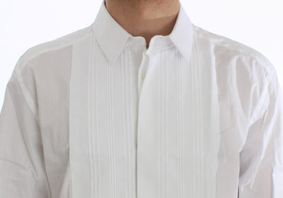 White Cotton Slim GOLD Tuxedo Smoking Shirt