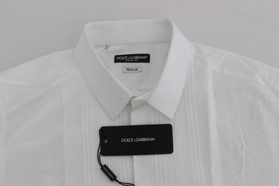 White Cotton Slim GOLD Tuxedo Smoking Shirt