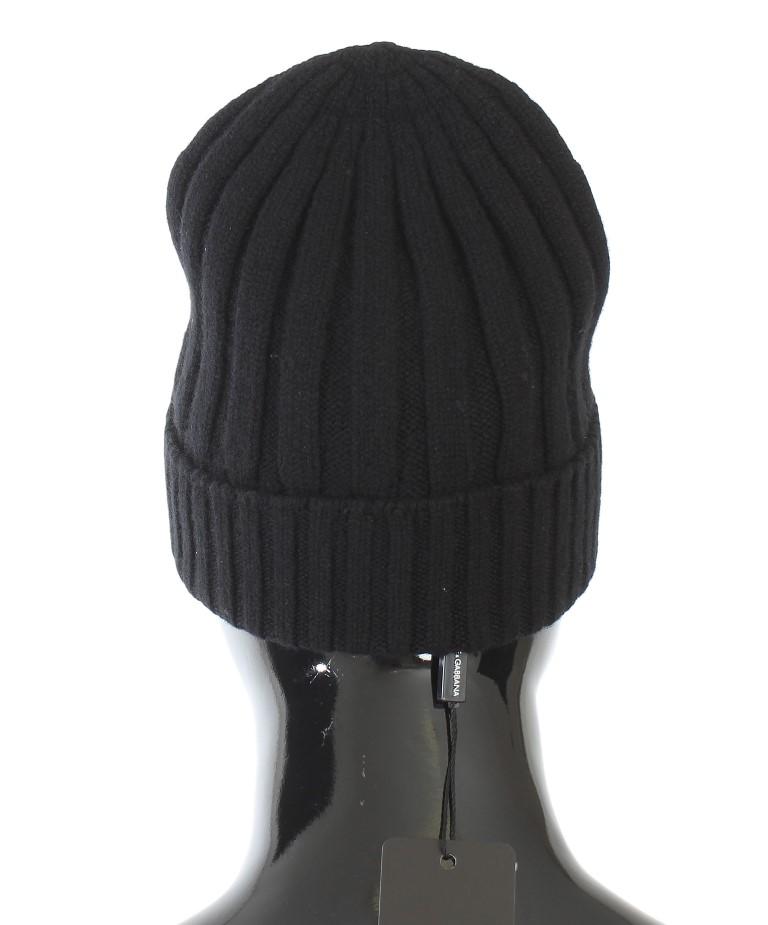Black Crystal Brooch Cashmere Beanie