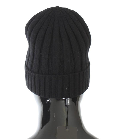 Black Crystal Brooch Cashmere Beanie