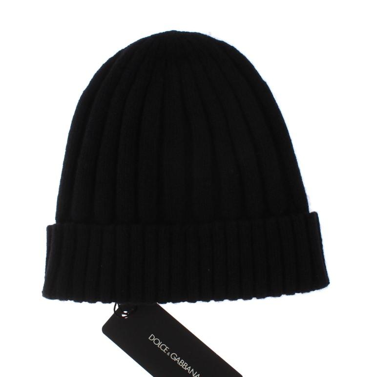 Black Crystal Brooch Cashmere Beanie