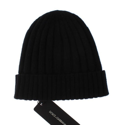 Black Crystal Brooch Cashmere Beanie