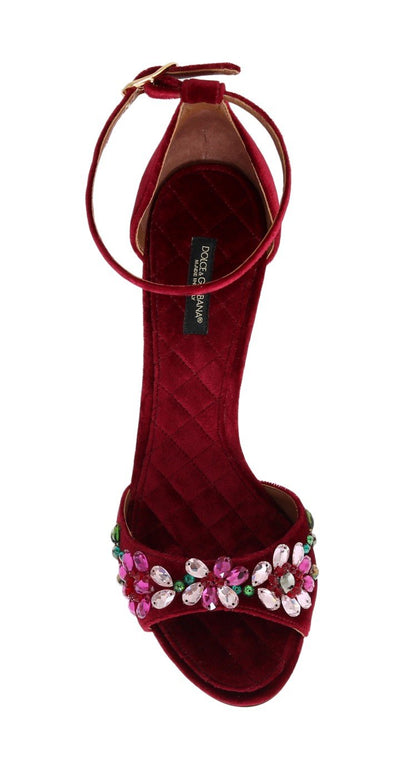 Bordeaux Velvet Crystal Heels Pumps