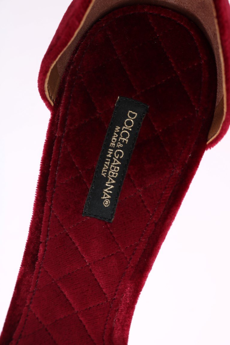 Bordeaux Velvet Crystal Heels Pumps
