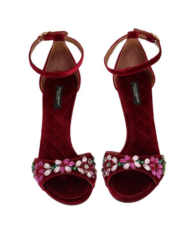 Bordeaux Velvet Crystal Heels Pumps