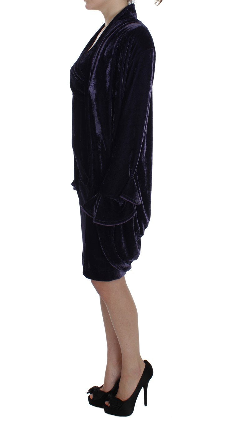 Purple Velvet Sheath Dress & Sweater Set