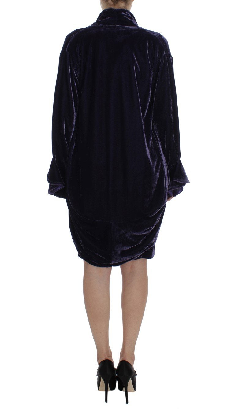 Purple Velvet Sheath Dress & Sweater Set