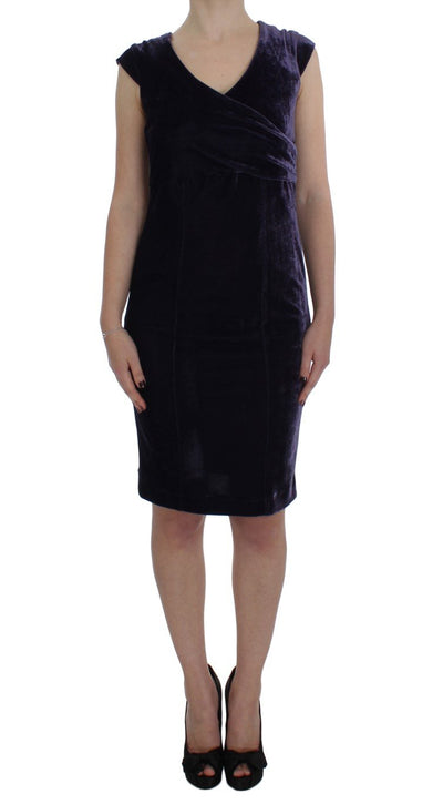 Purple Velvet Sheath Dress & Sweater Set