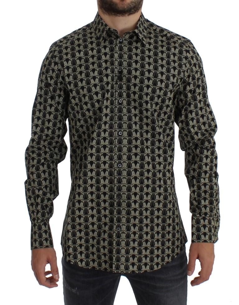 Black Beige Owl GOLD Slim Fit Casual Shirt