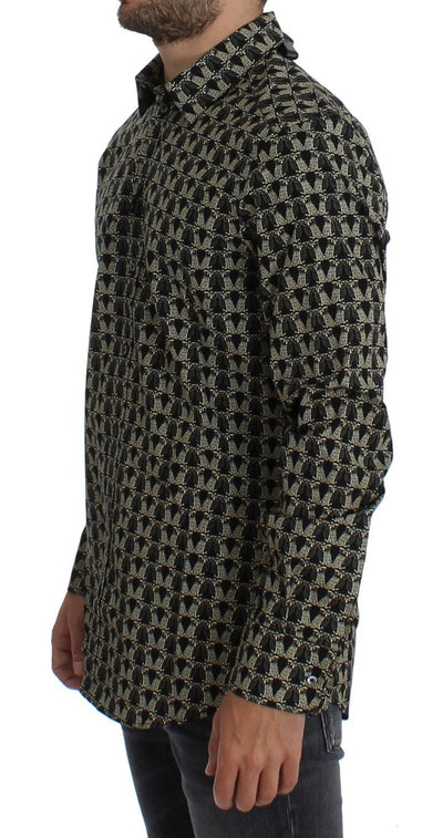 Black Beige Owl GOLD Slim Fit Casual Shirt