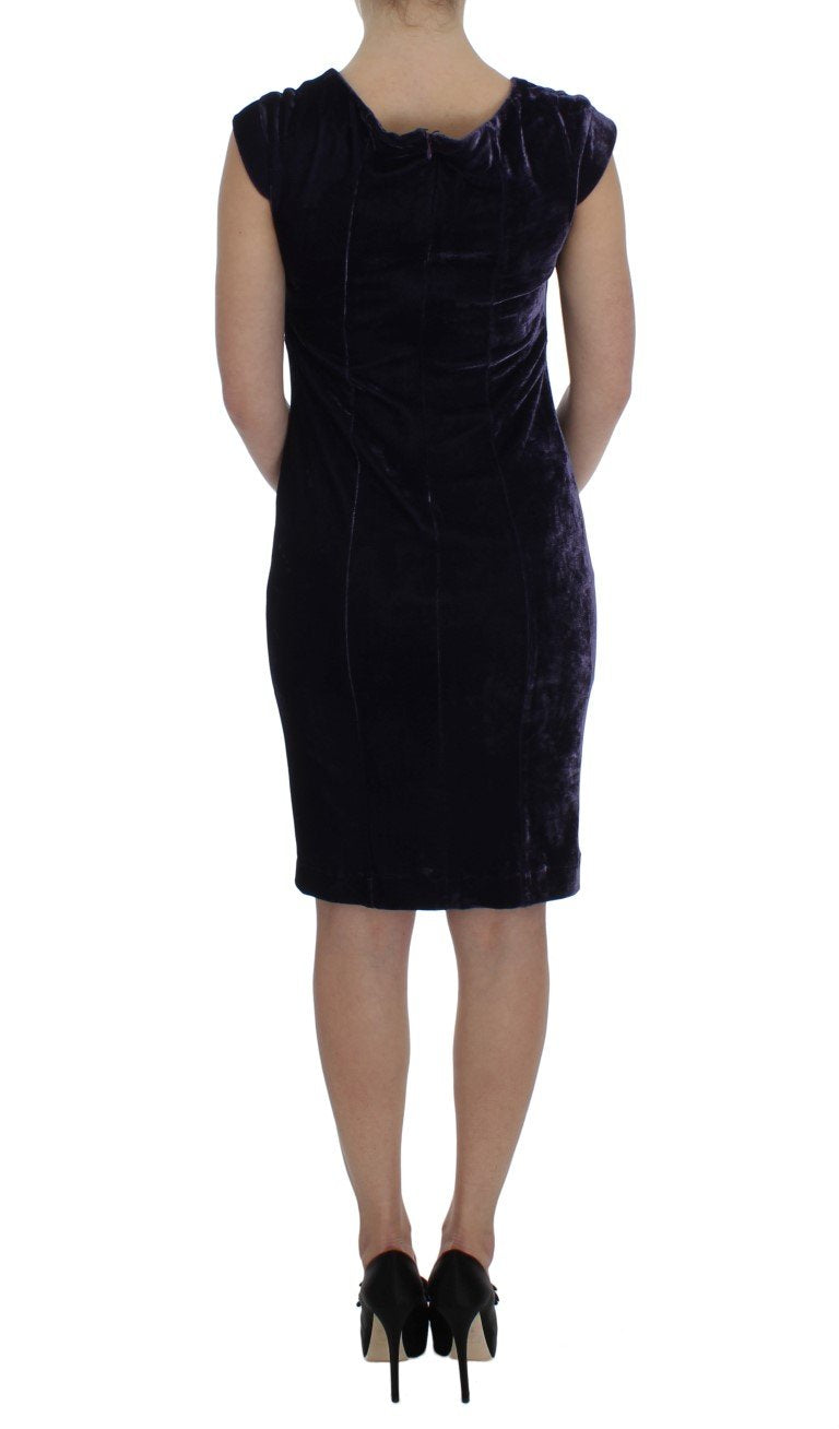 Purple Velvet Sheath Dress & Sweater Set