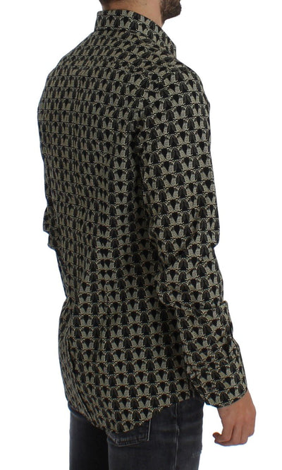 Black Beige Owl GOLD Slim Fit Casual Shirt