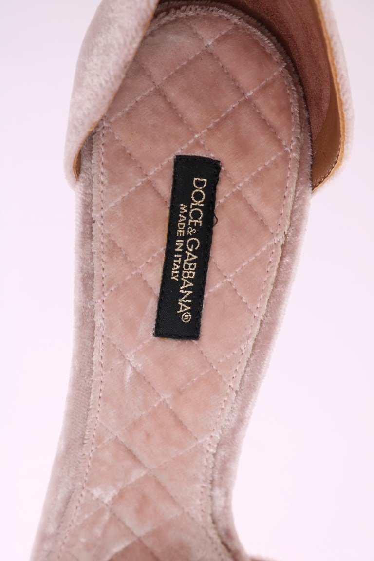 Pink Velvet Crystal Heels Pumps