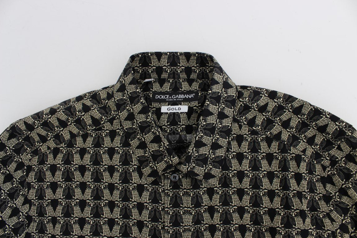 Black Beige Owl GOLD Slim Fit Casual Shirt