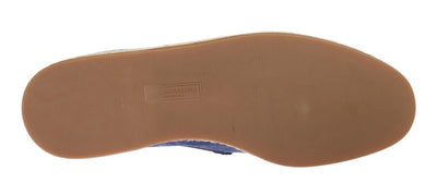 Blue Suede Leather Logo Loafers
