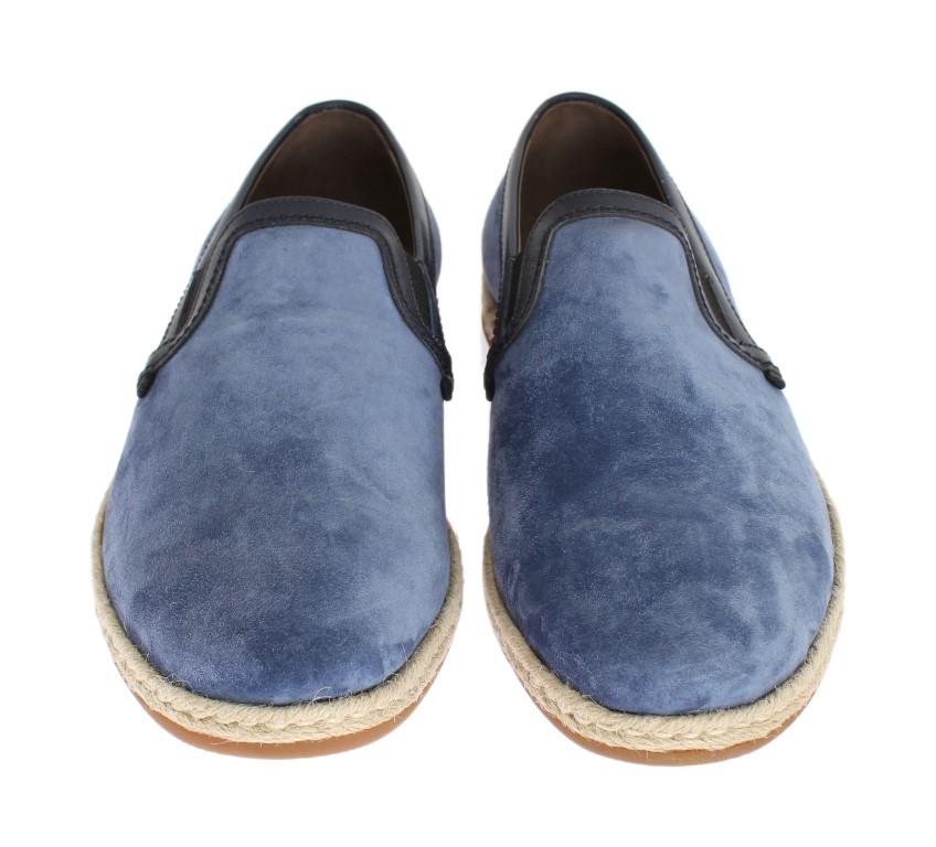 Blue Suede Leather Logo Loafers