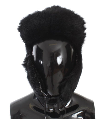 Black Lambskin Fur Ushanka Hat