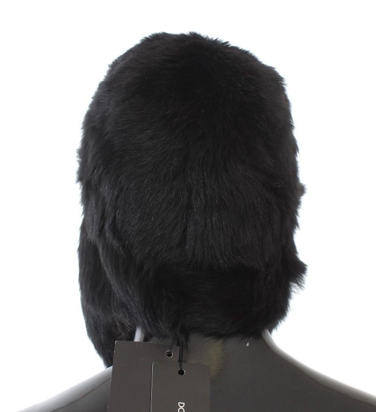 Black Lambskin Fur Ushanka Hat