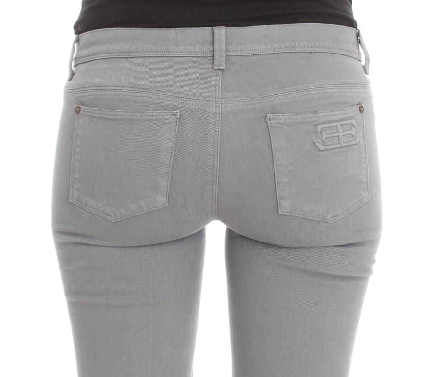 Blue Cotton Blend Slim Fit Bootcut Jeans