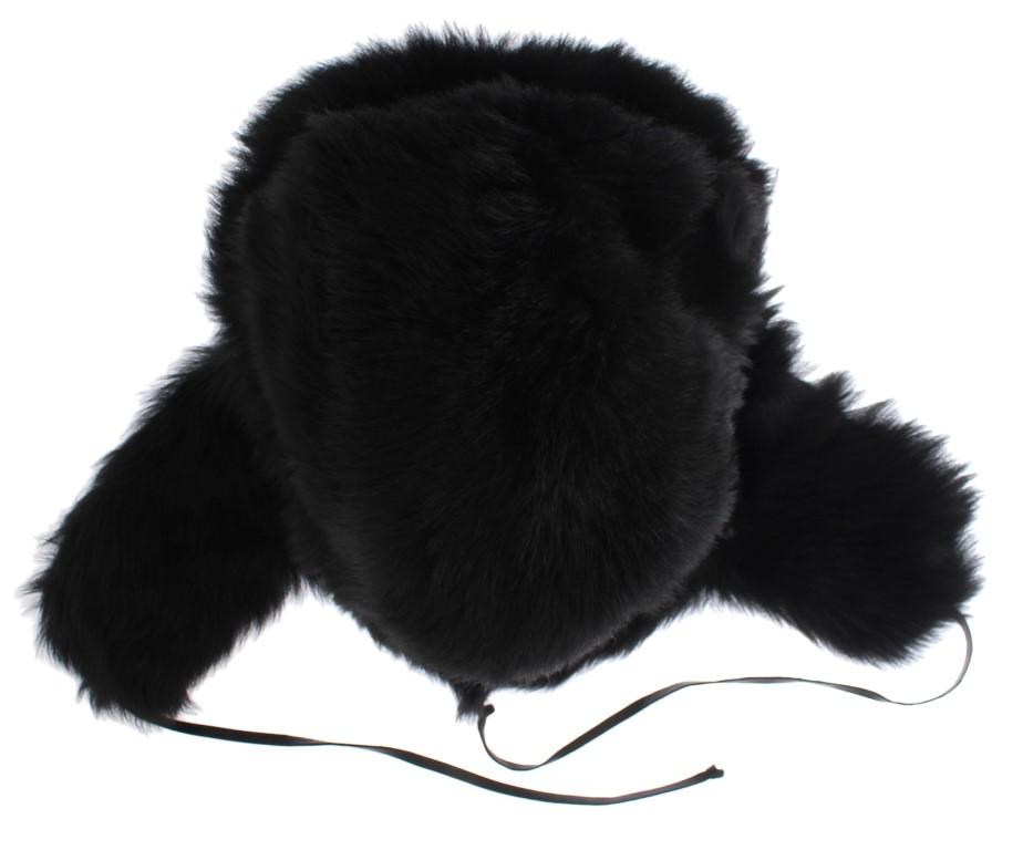 Black Lambskin Fur Ushanka Hat