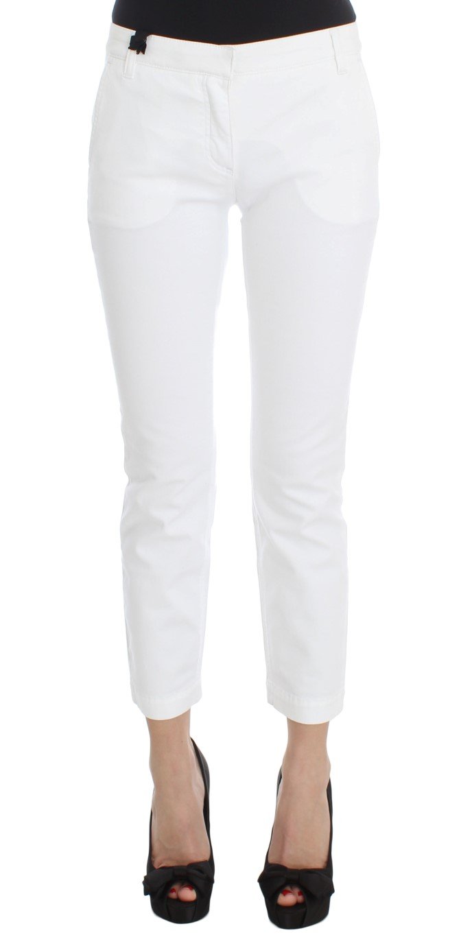 White Cotton Capri Cropped Jeans
