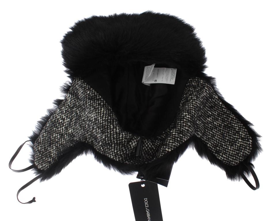 Black Lambskin Fur Ushanka Hat