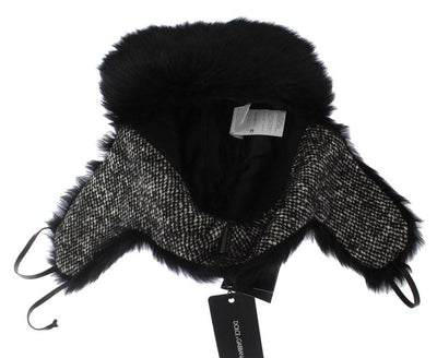 Black Lambskin Fur Ushanka Hat