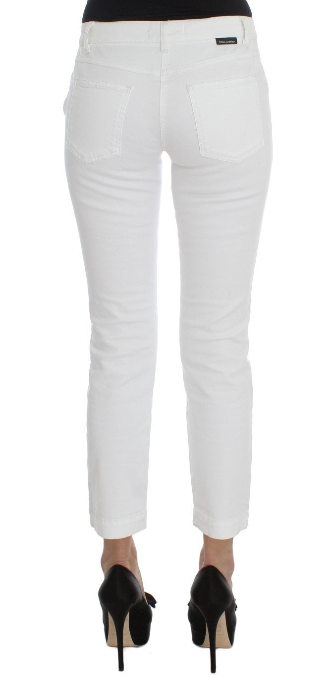 White Cotton Capri Cropped Jeans